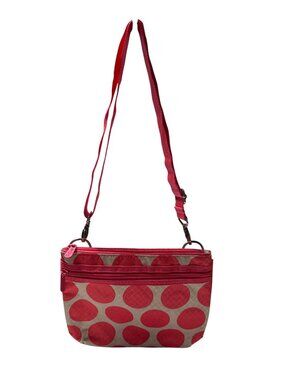THIRTY-ONE 31 Crossbody Purse Retro Metro Pink White Polka Dot Bag